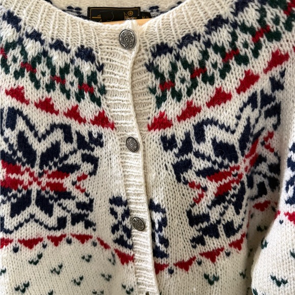 Eddie Bauer 100% Wool Fair Isle Size M Cardigan With Buttons Vintage 1990’s - Picture 4 of 7